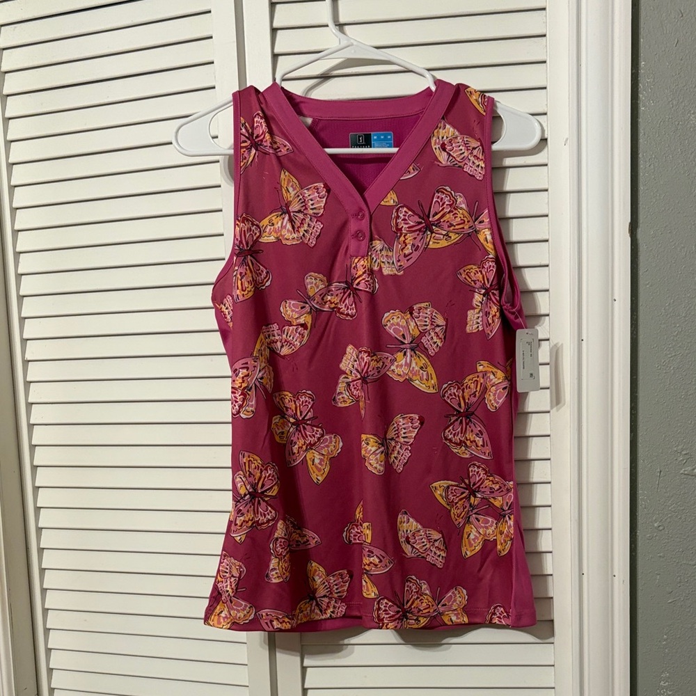 NWT  Pgatour Butterfly Print Sleeveless Top